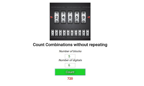 Count Combinations without repeating